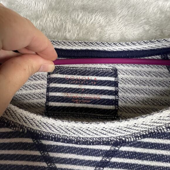 Knit Shirt Womens Sz L Blue White Striped Nautical 3/4 Sleeves - Picture 2 of 10